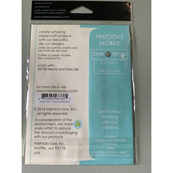 Memory Box Precious Mobile 100% Steel Craft Die Style No. 98760 - Picture 3 of 4